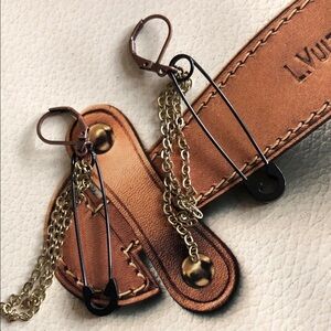 Safety pin dangle earrings hand made by me